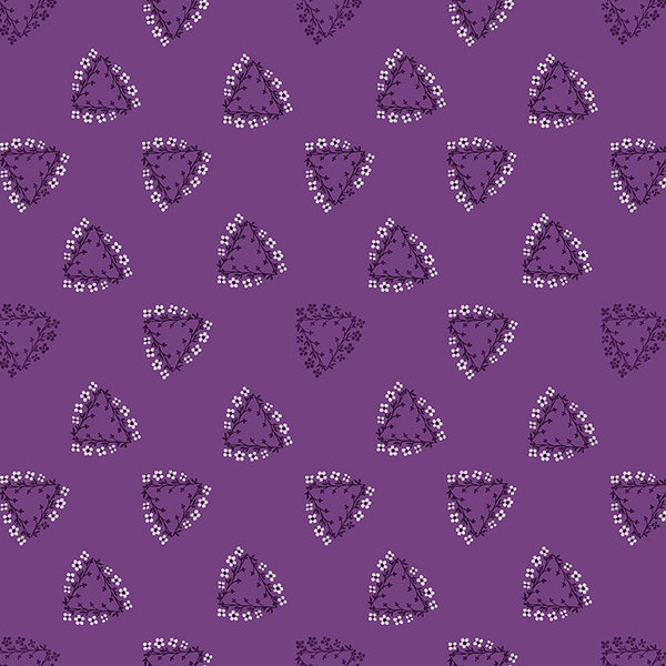 Clothworks - Y3370-122 - Purple Reign - Triangle Wreaths Dark Orchid - Fabric by the Yard