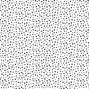 May include: A seamless pattern of black dots of varying sizes scattered across a white background. The dots are densely packed, creating a speckled effect. This design is suitable for various applications, including fabric, wallpaper, and digital art.