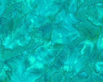 Hoffman - BALI Watercolors - 1895-322 - Beta Fish - Blue-Green, Teal Batik Blender Fabric - Cotton - Fabric by the Yard