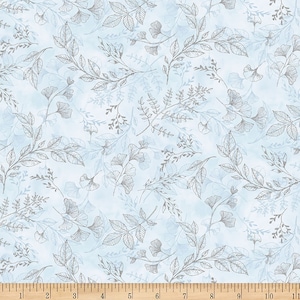 Hoffman - Fly Home for Winter - U4978-190S - Ice Blue / Silver - 100% Cotton Screenprint with Metallic Accents