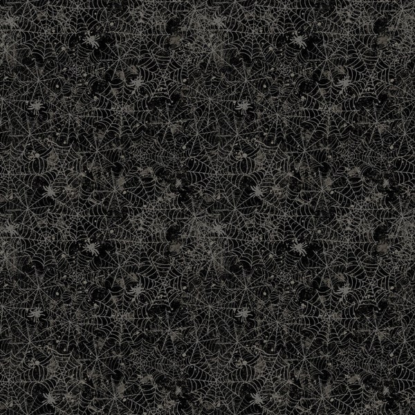 Clothworks - All Hallows Eve Spider Web - Y3822-3 Black - Designed by Sue Zipkin - Fabric by the Yard