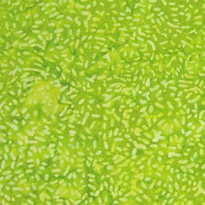 May include: Green fabric with a white batik pattern of small, irregular shapes.