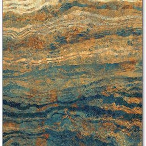 May include: Oxidized copper tile with a blue and gold marbled pattern. The tile is 26 inches long and 43 inches wide. DP27235-68.