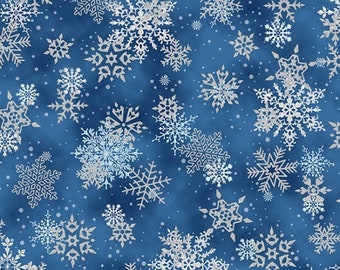 Hoffman - Whispering Woods - Sapphire / Silver - V7165-230S - 100% Cotton Screenprint with Silver Metallic Accent