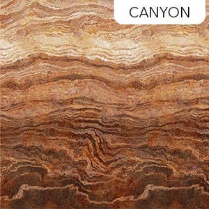 May include: A close-up of a textured surface with a wavy pattern in shades of brown, tan, and beige. The word "CANYON" is displayed in white text in the upper right corner of the image.