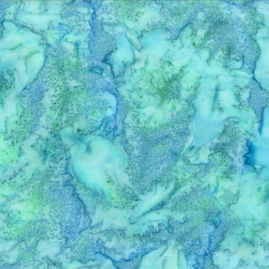 Hoffman - BALI Watercolors - 1895-271 - Parakeet - Watercolor Batik Fabric - Teal, Green - Fabric by the Yard
