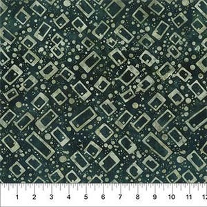 May include: Abstract green and white fabric with a geometric pattern of squares and circles.