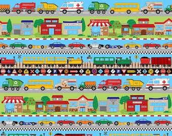 Northcott - All Around Town - 24243-74 - Border Stripe - Lengthwise Stripe