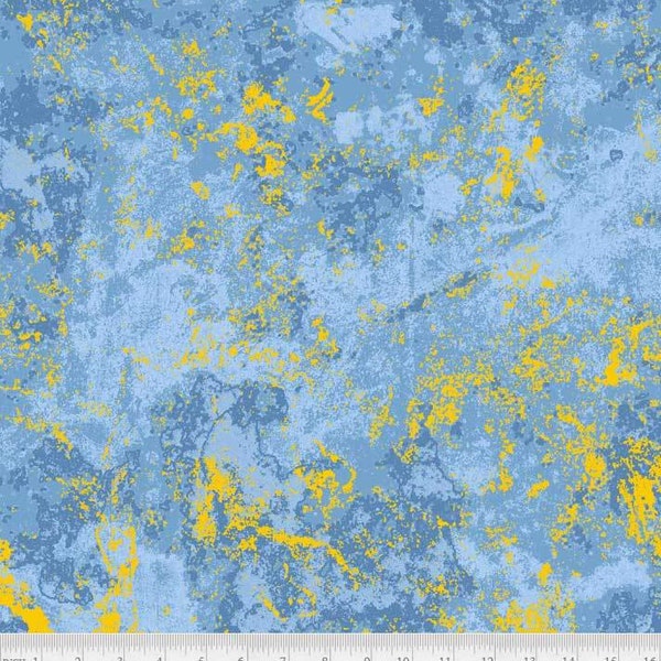 NOTE: - One Piece 1-1/4 Yards - P&B - Metallic Studio - METS 4306 LB - Light Blue with Gold Marbling -