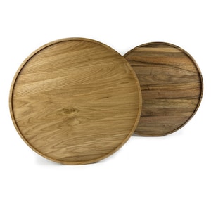 50cm Large Round Wooden Tray / Charcuterie Board Available in European Oak & Walnut wood finish. High Quality Finish