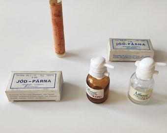 Medical LOT 5pc  Bottle Empty / Medicines /  Devices /   Vintage Medical Tool glaas box Antique Vintage Medical Shop 1955s