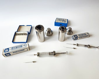 Rare Vintage Medical tools - New GLASS SYRINGE HOLDER Kit 2 ml or 10 ml  Metal Antique Old Vintage Medical tools Metal &quot; Best Gift &quot;