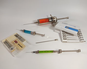 Brilliant Gift - Antique Medical Equipment - Glass Syringes - Premium Medical Decoration Set The Perfect Gift / Vintage Medical Shop - 1960s