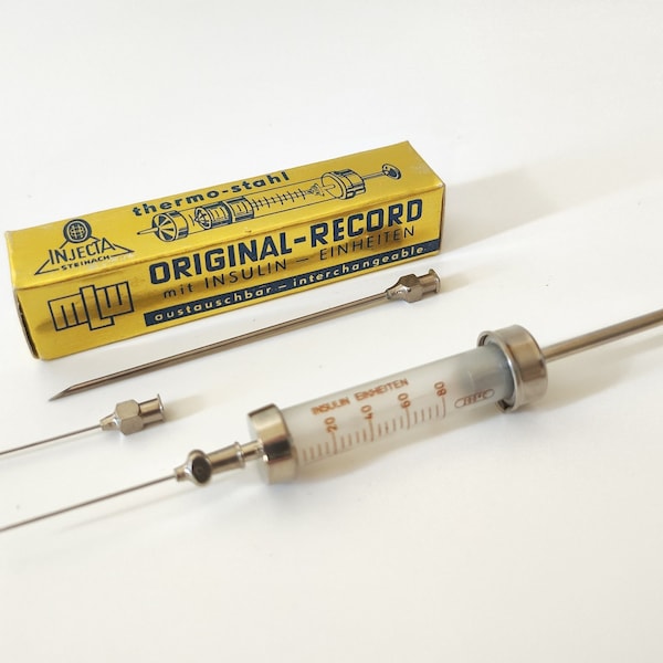 1 pc 2 ml Glass Syringe + - Vintage Medical tools - Special Metal Antique Old Veterinarian Vintage Medical tools Metal  ///40///