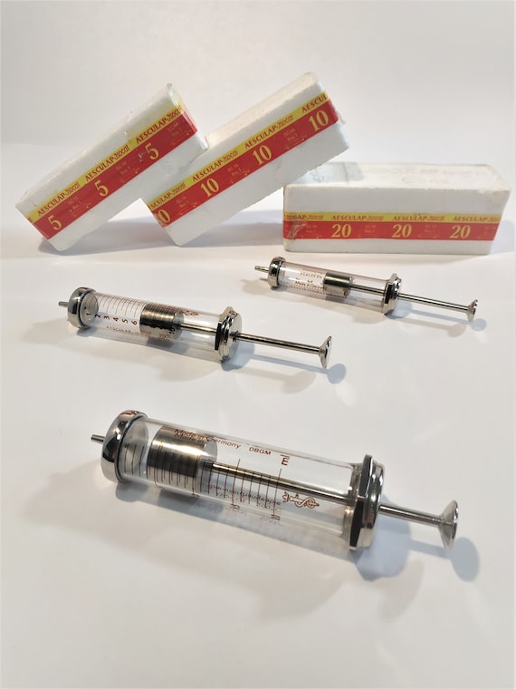 Vintage Medical Pro KIT 5 Ml 10 Ml 20 Ml NEW Aesculap Glass Syringe Set  Hypodermic / Old Record Syringe Set 1965 - Etsy