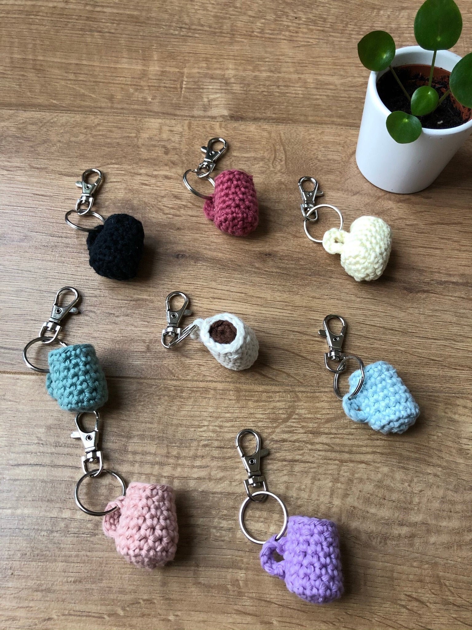 Coffee Mug Key Ring / Tea Cup Key Chain / Crochet Key Ring Etsy