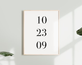 Custom Modern Date Print | Minimal Anniversary Date Print | Printable Wall Art | Wedding Date Print | Anniversary Gift | Modern Date Print