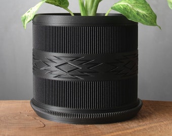 The Cholla Planter in Matte Black - Drainage Hole and Tray - Modern Indoor Plant Pot - 3D Printed Gift - Perfect for Succulent and Cactus