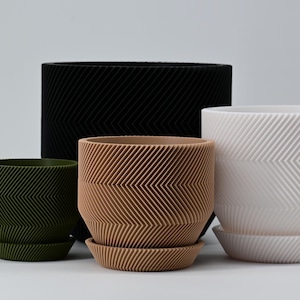 Blemish Sale! - The Ponderosa Planter - Drainage Hole and Tray - Modern Indoor Plant Pot - 3D Printed Gift - Succulent and Cactus Planter