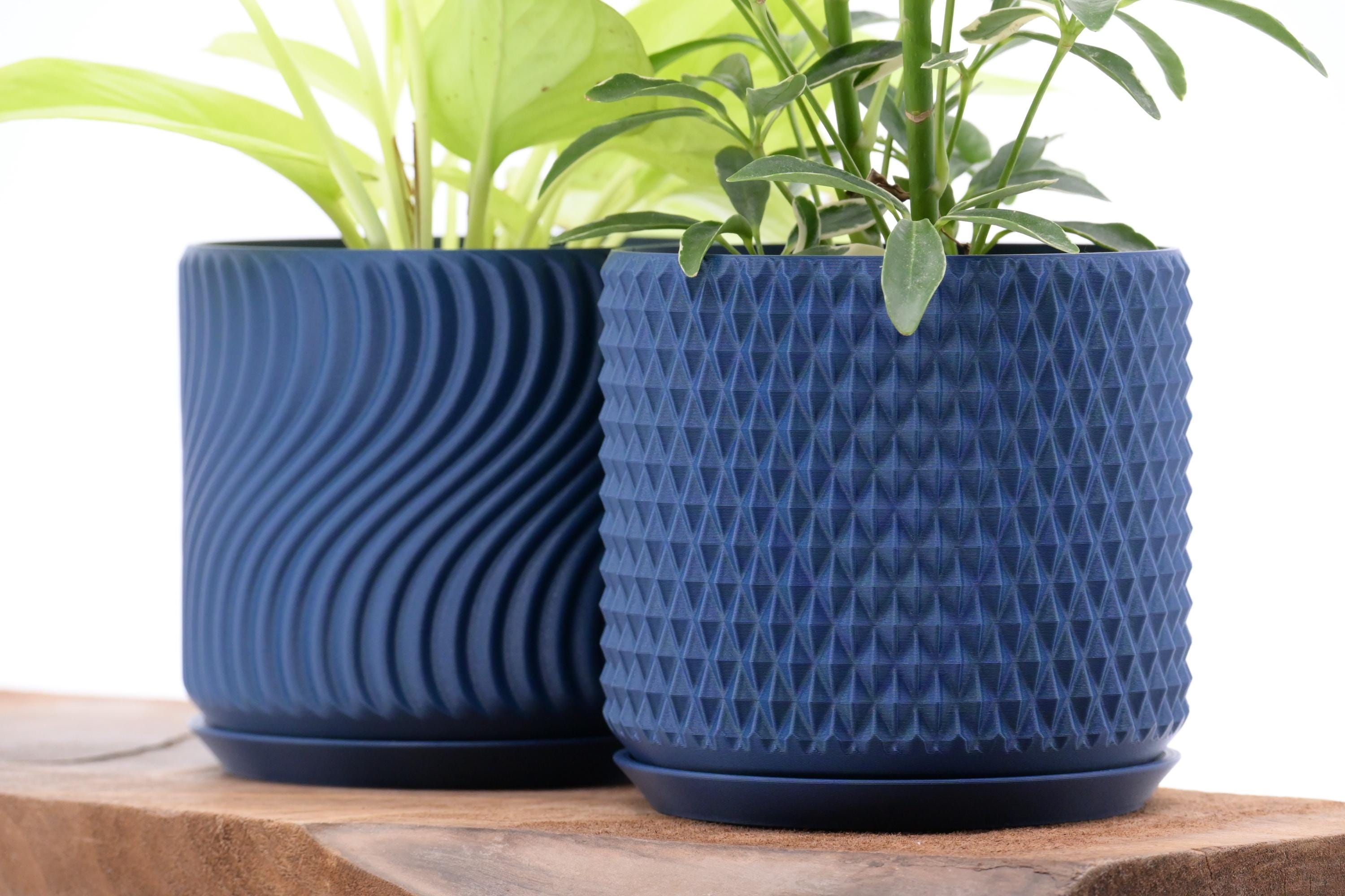 Two Planter Set in Midnight Blue - Drainage Holes and Trays - Modern Indoor Plant  Pots - 3D Printed Gift - Perfect for Succulent and Cactus - Etsy