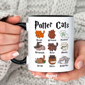 Potter Cats Mug, Harry Pawter, Potter Cat Mug, Gift For Her, Harry Pawter Kitten Potter Cats, Cat Lover Gift, Cat mom Cat Owner Gifts Wizard