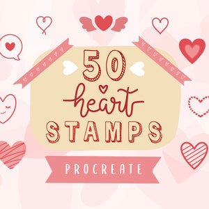 Heart Doodle Procreate Stamps / Cute Heart Procreate Stamp Brushes / Digital Stamp Brushset Download / Love / Valentine&#39;s Day