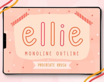 Ellie Outline Procreate Brush / Monoline Outline Lettering Brush / Descarga digital instantánea