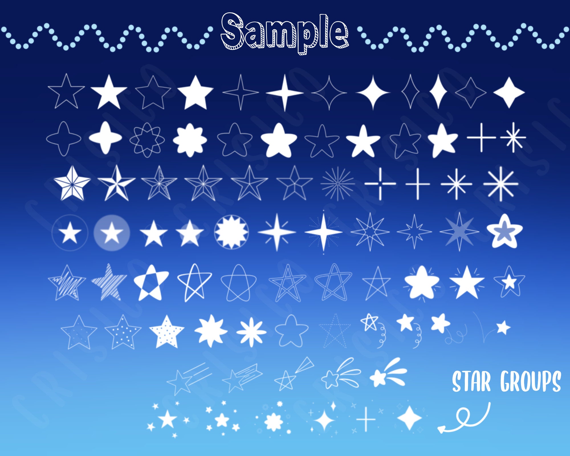 Star Procreate Stamps / Starry Sparkle Doodle Stamp Brushes / Wish Upon ...