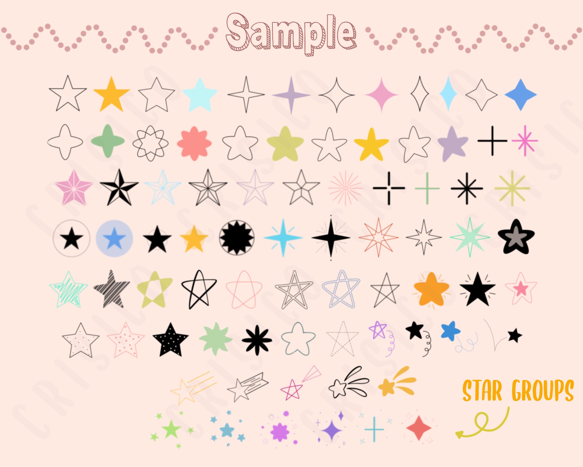 Star Procreate Stamps / Starry Sparkle Doodle Stamp Brushes / Wish Upon ...