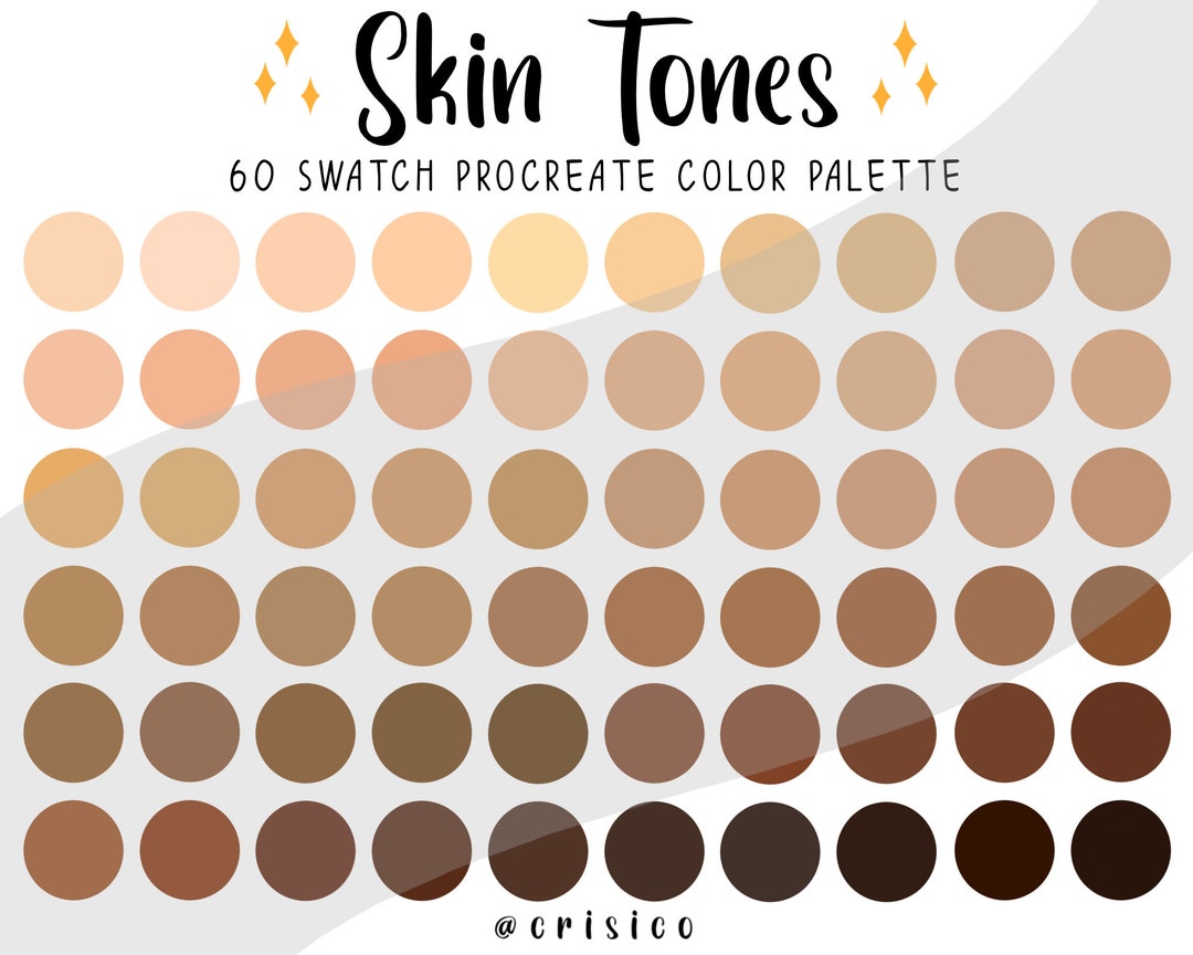 Skin Tones Procreate Color Palette / Light to Dark Skin Shade Swatches ...