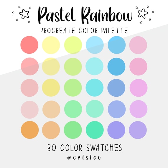 Paleta de colores Pastel Rainbow Procreate / Muestras de color