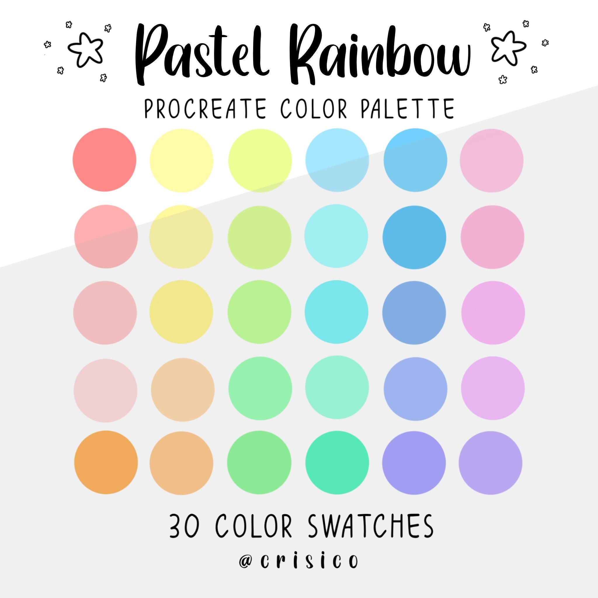 Pastel Rainbow Procreate Color Palette Color Swatches Etsy Singapore