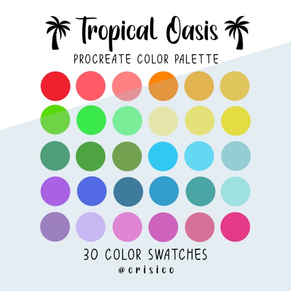 Tropical Oasis Procreate Color Palette / Bright Color Swatches Etsy