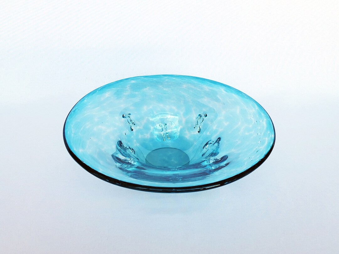 Modern Art Deco Ice Blue Centerpiece Glass Bowl Home Decor - Etsy