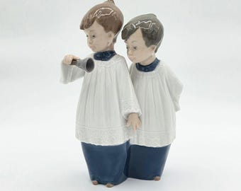 Vintage Lladro NAO Choir Boys With Bell Porcelain Figurine Retired 1988
