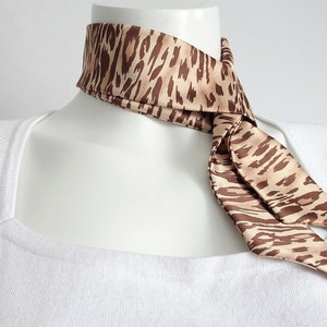 Satin Scarf Leopard Print / Leopard Print Skinny Neck Scarf / Satin Head Scarf Gift