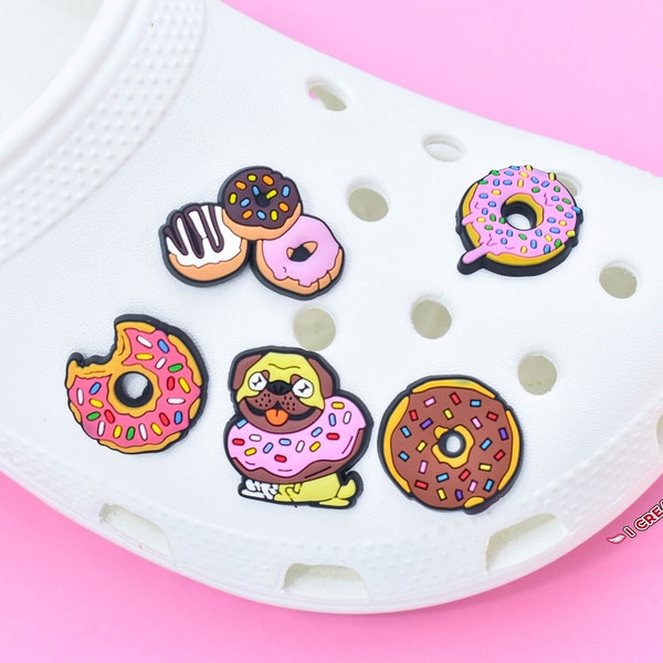 Donuts Croc Charm, Pug Croc Charms, Donut Charms for Sabots, Shoe Charms, Shoe Accessories