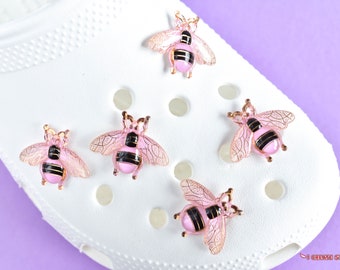 SHOE CHARM Bee, Shoe Pins, Pink Shoe Charms