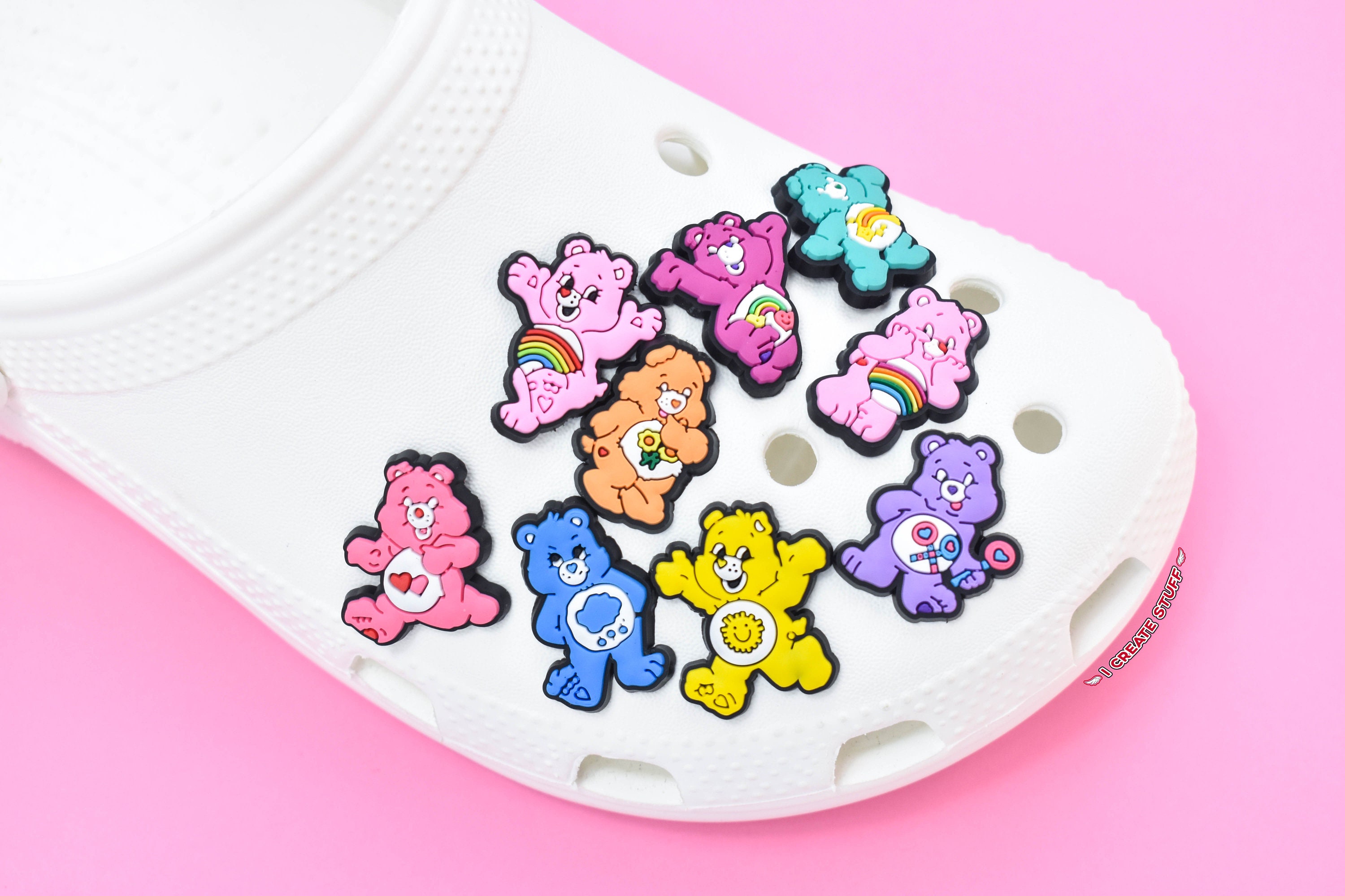 Hot Sale 1pcs Shoe Charms Colorful Kawaii Bear Resin Shoes Buckle  Decorations Fit Croc Jibz Kids