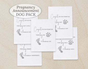 Pregnancy Announcement Cards Pack, Dog to Human, Printable Instant Download, Funny Pregnancy Reveal for Personalized Family Members