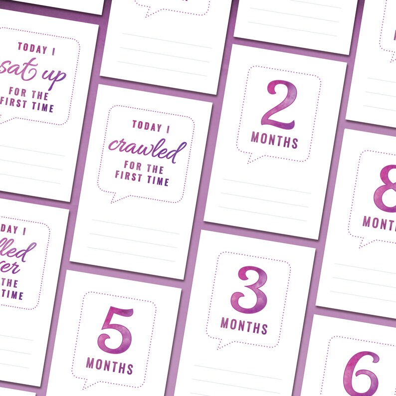 PRINTABLE | Baby Milestone Cards for Girls | With Blank Space to ...
