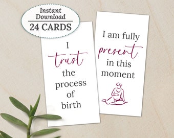 Birth Affirmation Cards Printable, Pregnancy Vision Board, Homebirth Labor Mantras, Hypnobirth Instant Digital Download Baby Card Deck