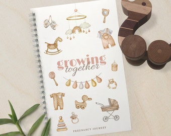 Pregnancy Journal Book, Boho Watercolor, Gender Neutral, Pregnant Planner Memory Book, Expecting Mom Baby Shower Gift