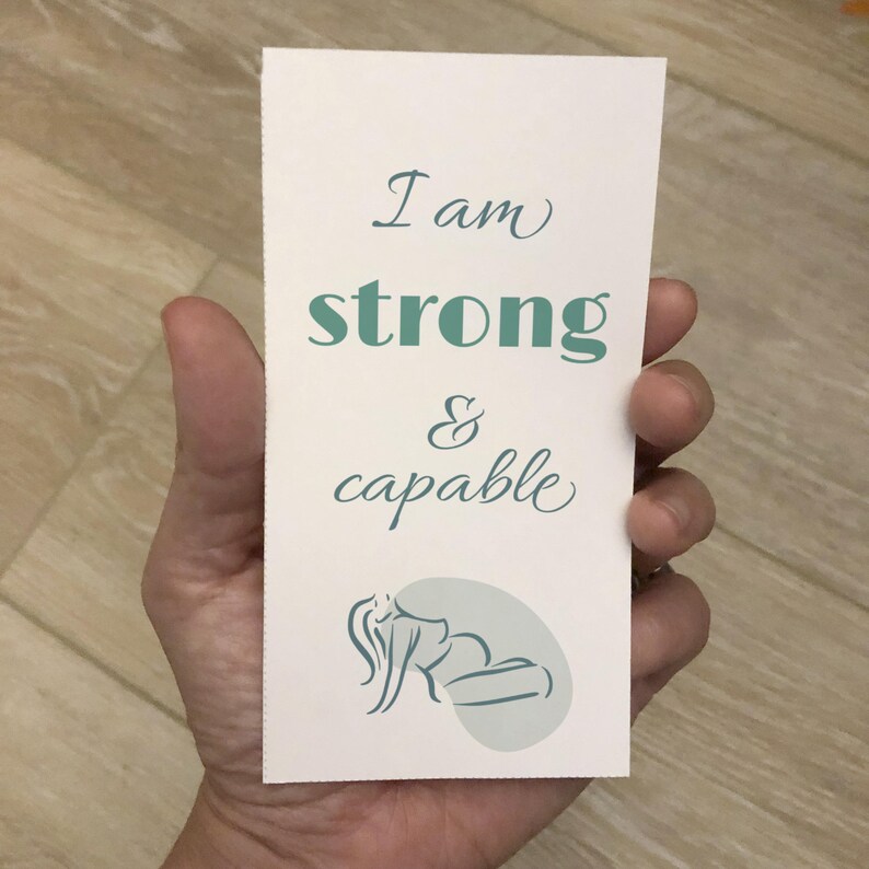 Hypnobirth labor affirmation cards I am strong and capable