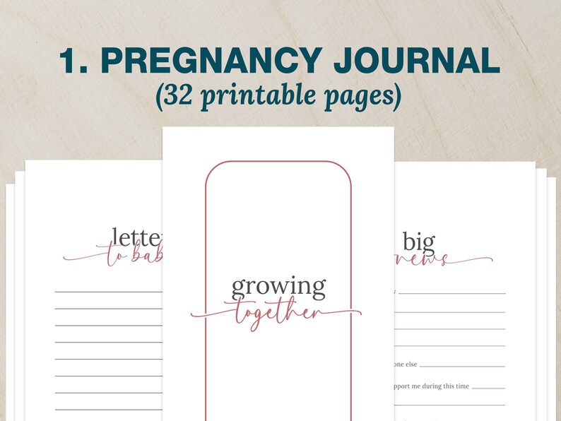 Maternity Writing Printable Pregnancy Bundle for Mom to Be, Essentials for First Time ...