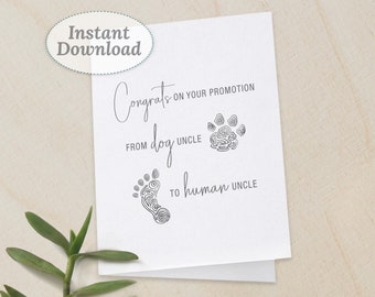 Pregnancy Announcement Card Brother, Dog Uncle to Human Uncle, Printable Instant Download, Funny Pregnancy Reveal Card