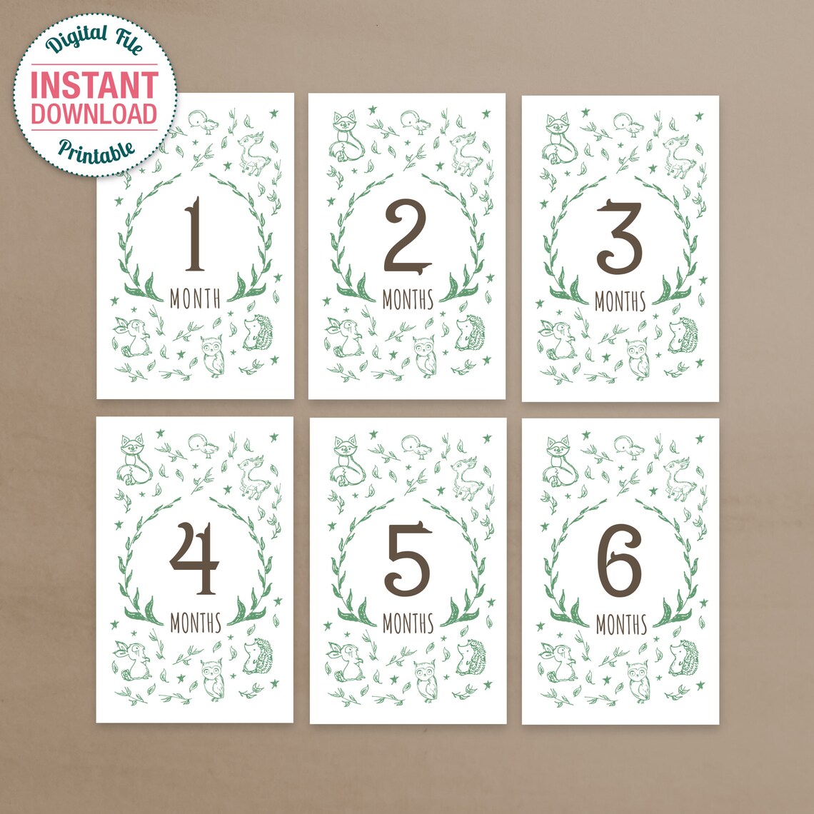 PRINTABLE Woodland Baby Milestone Cards | Hand-drawn | Gender Neutral ...