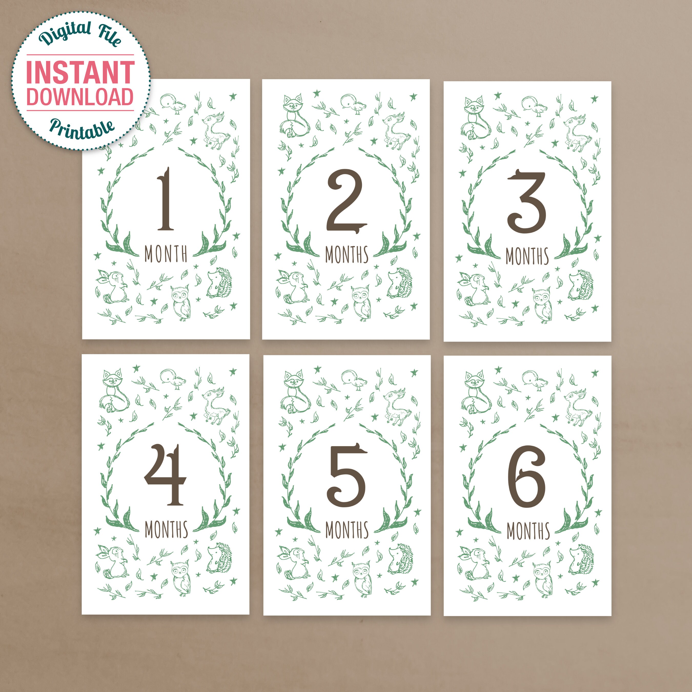 PRINTABLE Woodland Baby Milestone Cards | Hand-drawn | Gender Neutral ...