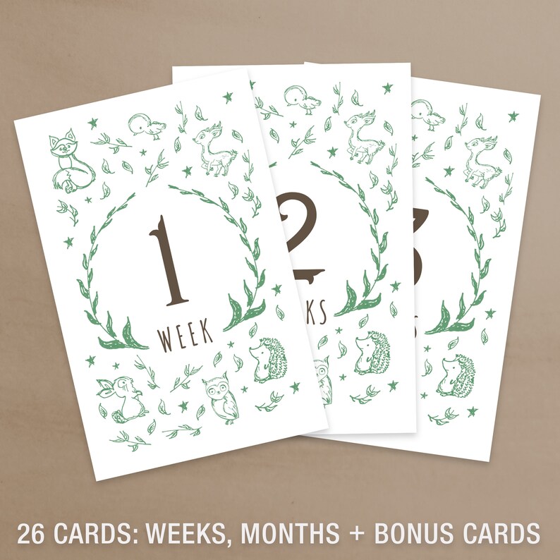 PRINTABLE Woodland Baby Milestone Cards | Hand-drawn | Gender Neutral ...