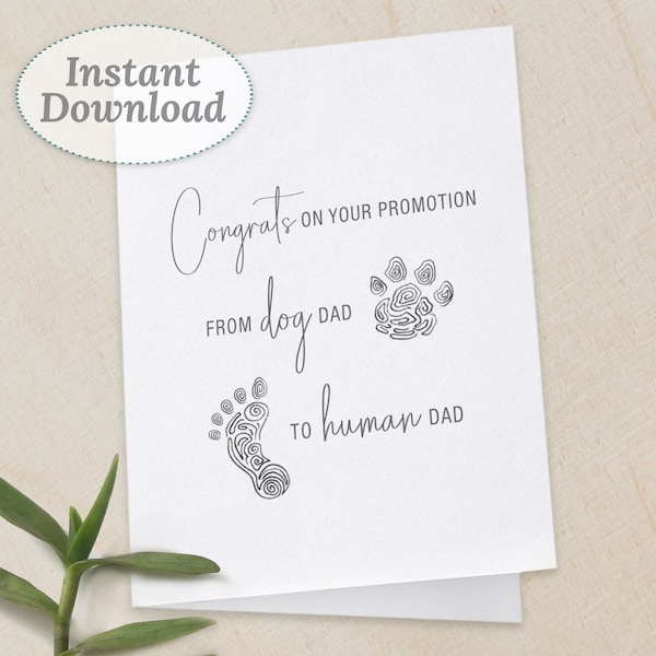 Pregnancy Announcement Card to Husband, Dog Dad to Human Dad, Printable Instant Download, Funny Pregnancy Reveal